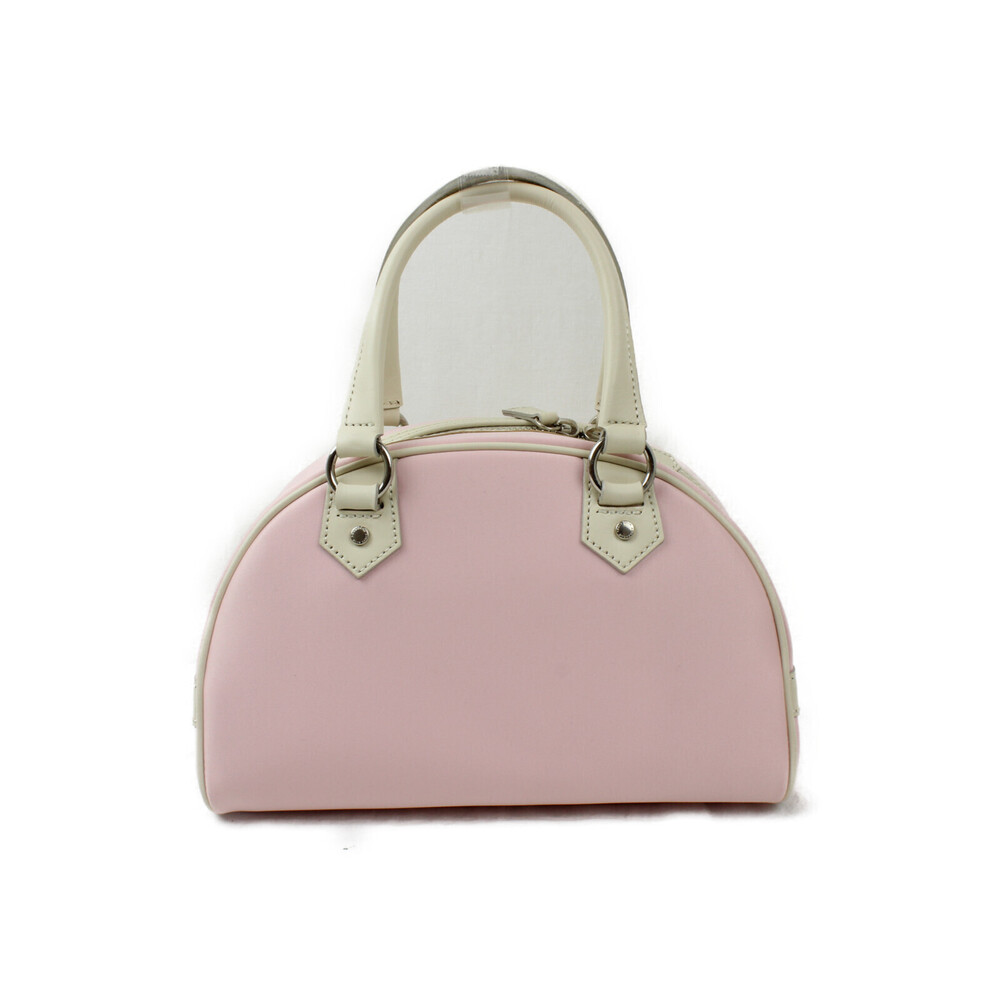 BURBERRY Boston Bag BLUE LABEL Handbag Pink White Leather - Picture 4 of 6